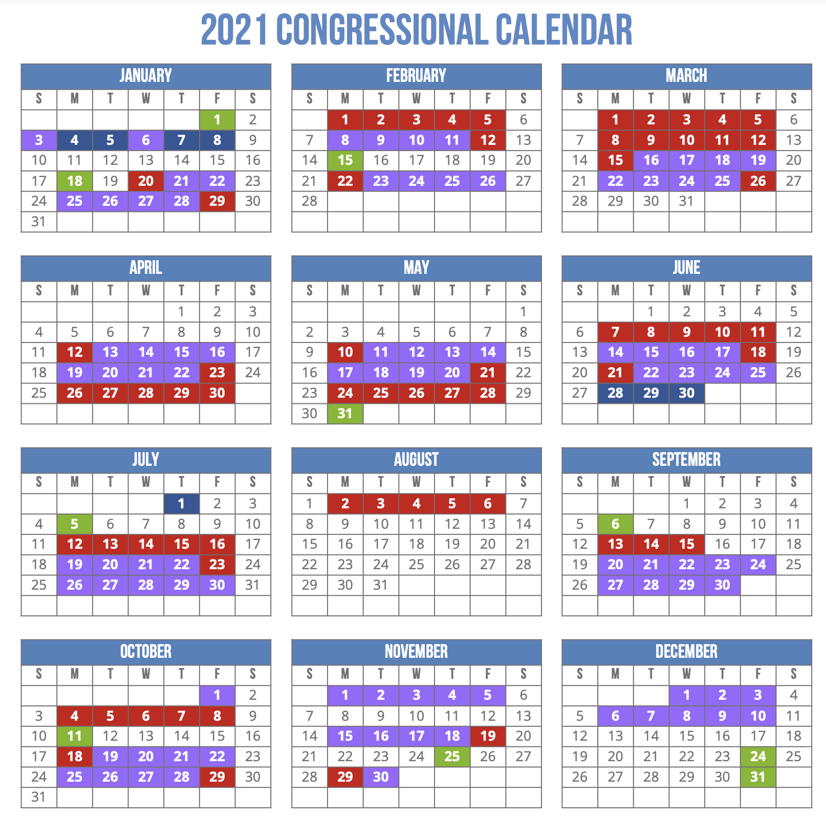 Congressional Calendar 2022 Senate.2021 Combined Congressional Calendar Rational 360
