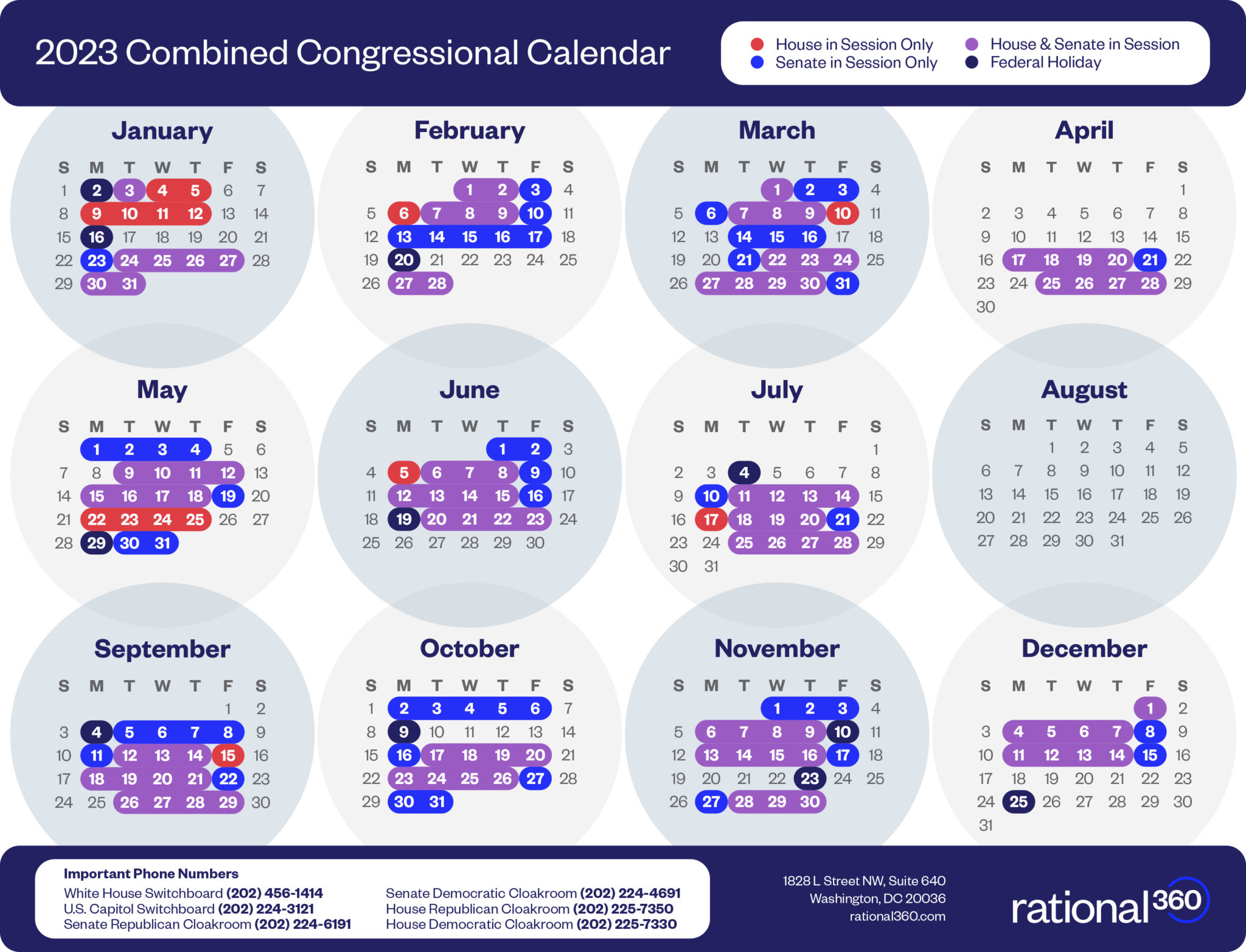 2023 Combined Congressional Calendar Rational 360