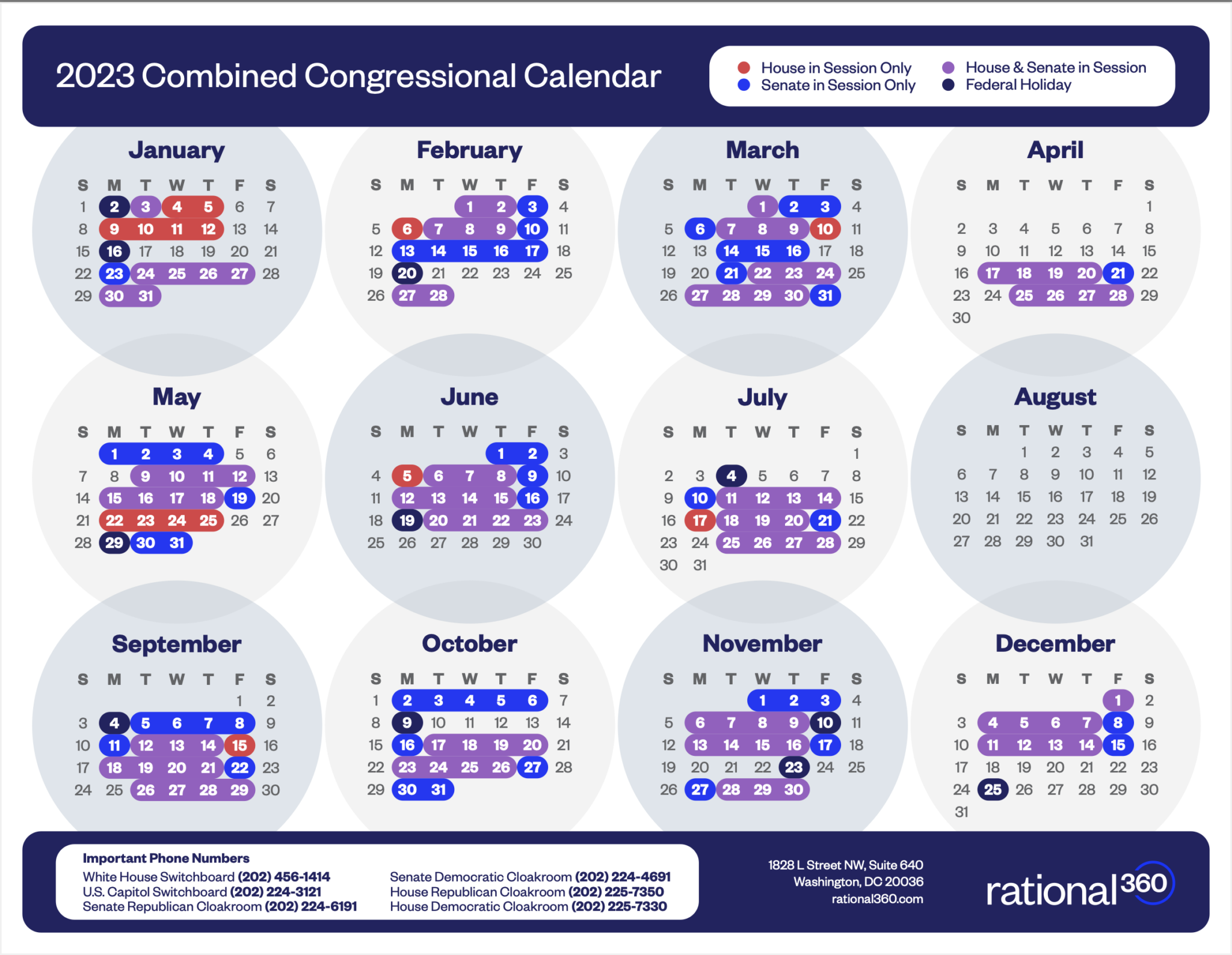2023 Combined Congressional Calendar | Rational 360