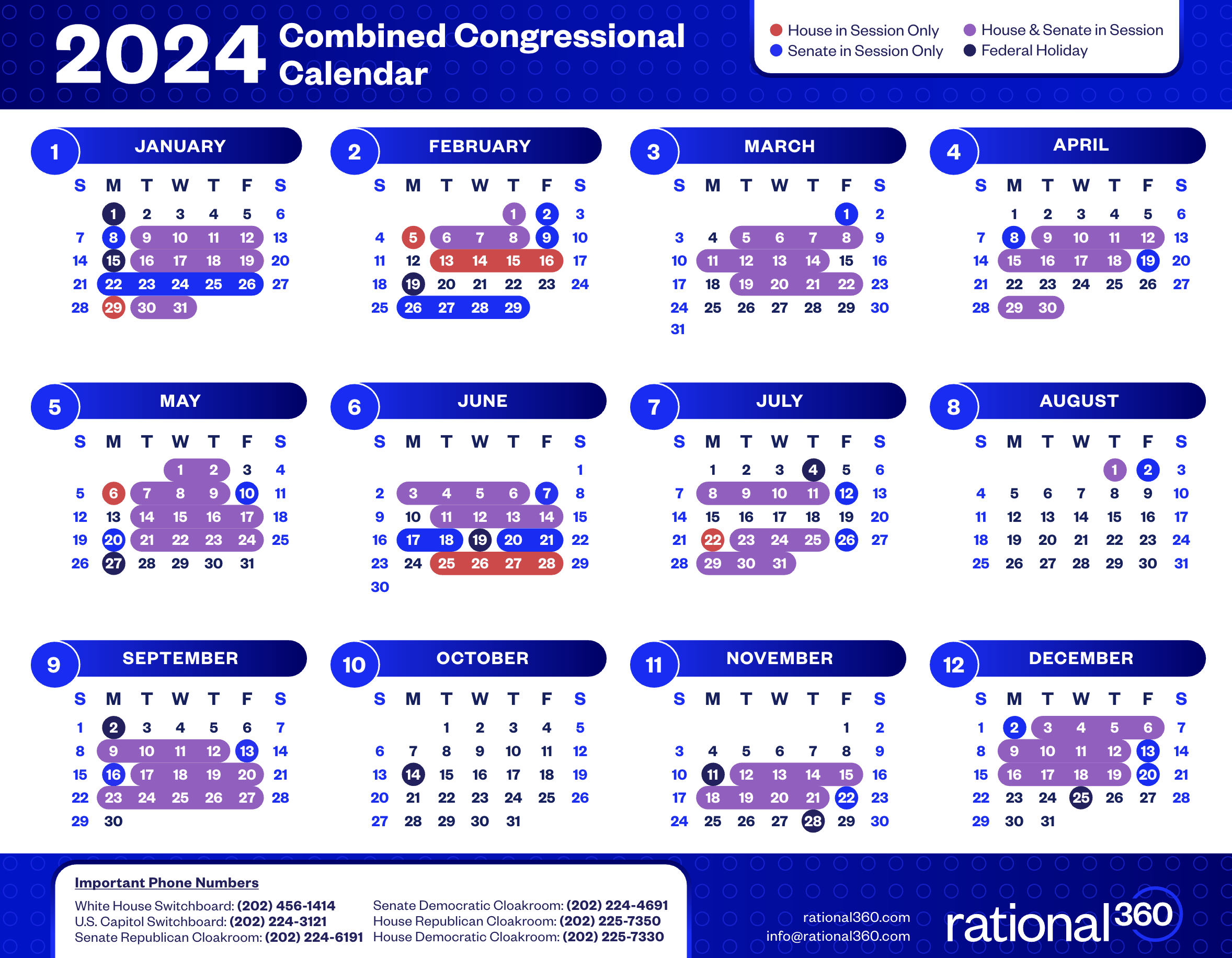 2024 Combined Congressional Calendar Rational 360